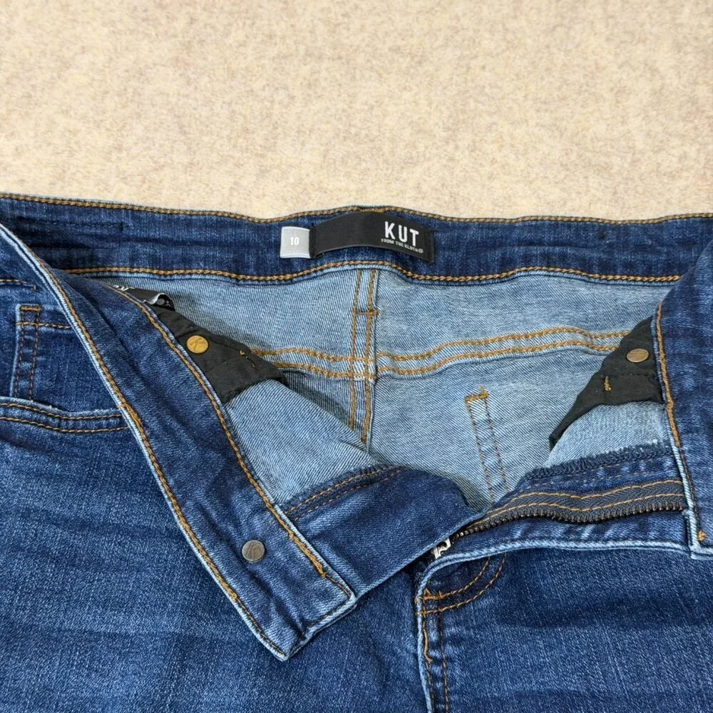 KUT From The Kloth Denim Shorts Size 10 Distressed Cuffed Stretch - Picture 8 of 15